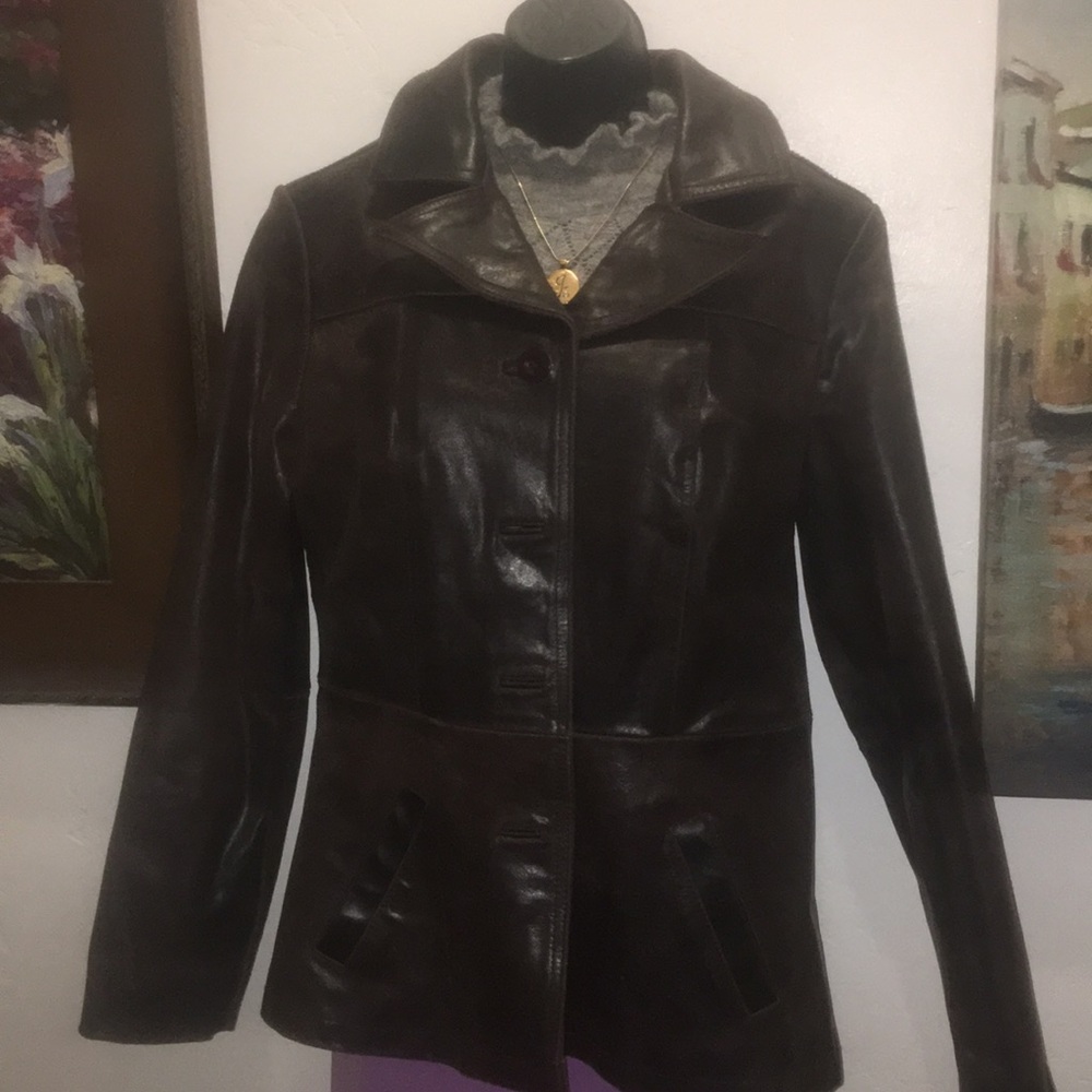 Vintage Wilsons brown distressed leather jacket M